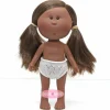 Poupée Nines d'Onil 23 cm - Little Mia afro-américaine avec cheveux bruns raides en nattes - Sans vêtements