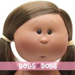 Poupée Nines d'Onil 23 cm - Little Mia afro-américaine avec cheveux bruns raides en nattes - Sans vêtements