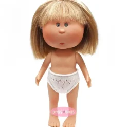 Poupée Nines d'Onil 23 cm - Little Mia aux cheveux blonds raides avec franges - Sans vêtements