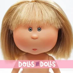 Poupée Nines d'Onil 23 cm - Little Mia aux cheveux blonds raides avec franges - Sans vêtements