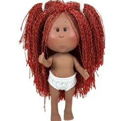 Poupée Nines d'Onil 23 cm - Little Mia avec des cheveux afro orange et des yeux bruns - Sans vêtements