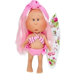 Poupée Nines d'Onil 23 cm - Little Mia summer avec cheveux roses, bandeau et un maillot de bain