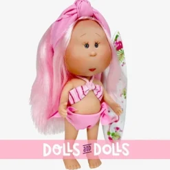 Poupée Nines d'Onil 23 cm - Little Mia summer avec cheveux roses, bandeau et un maillot de bain