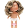 Poupée Nines d'Onil 23 cm - Little Mia aux cheveux bruns ondulés avec des mèches - Sans vêtements