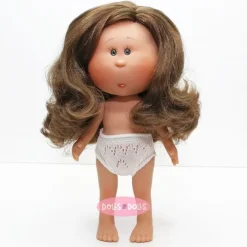 Poupée Nines d'Onil 23 cm - Little Mia brune aux cheveux ondulés - Sans vêtements