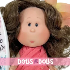 Poupée Nines d'Onil 23 cm - Little Mia summer avec des cheveux bruns ondulés et un paréo
