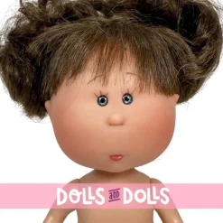 Poupée Nines d'Onil 23 cm - Little Mia brune avec chignon et yeux gris - Sans vêtements