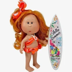 Poupée Nines d'Onil 23 cm - Little Mia summer avec cheveux roux, ruban et un maillot de bain