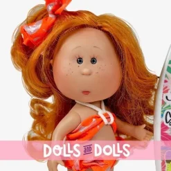 Poupée Nines d'Onil 23 cm - Little Mia summer avec cheveux roux, ruban et un maillot de bain