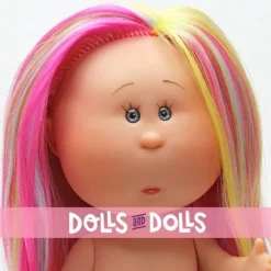 Poupée Nines d'Onil 23 cm - Little Mia aux cheveux raides multicolores - Sans vêtements
