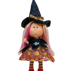 Poupée Nines d'Onil 23 cm - Little Mia Halloween aux cheveux raides multicolores (Sorcière)