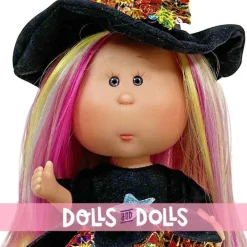 Poupée Nines d'Onil 23 cm - Little Mia Halloween aux cheveux raides multicolores (Sorcière)