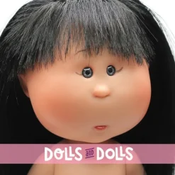 Poupée Nines d'Onil 23 cm - Little Mia aux cheveux noirs raides avec des franges - Sans vêtements