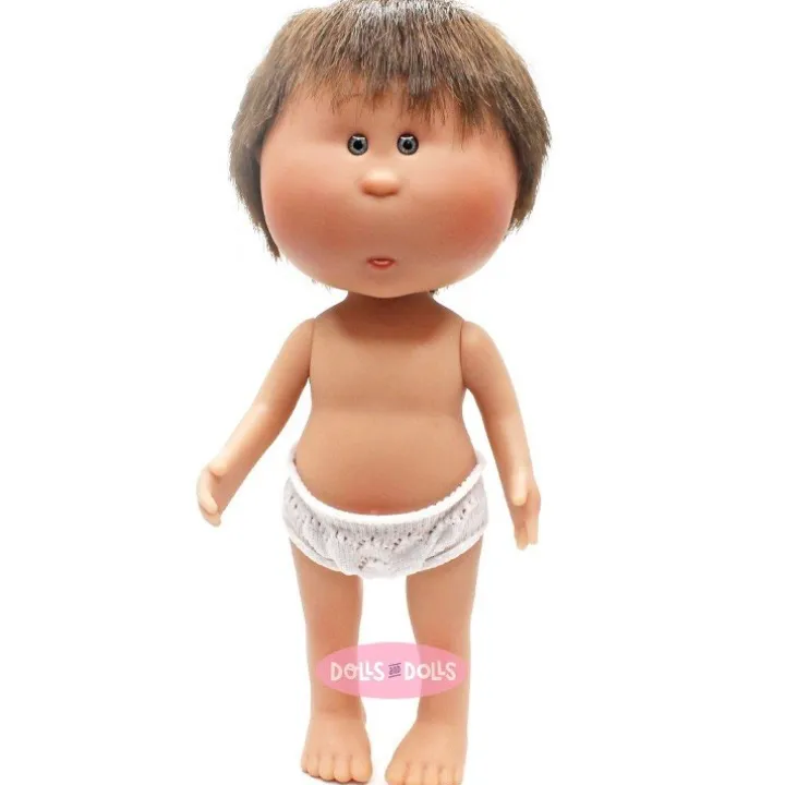 Poupée Nines d'Onil 23 cm - Little Mio aux cheveux bruns raides - Sans vêtements