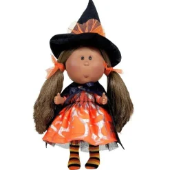 Poupée Nines d'Onil 23 cm - Little Mia Halloween afro-américain aux cheveux bruns et raides (Sorcière)