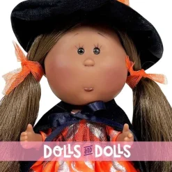Poupée Nines d'Onil 23 cm - Little Mia Halloween afro-américain aux cheveux bruns et raides (Sorcière)