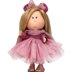 Poupée Nines d'Onil 30 cm - Mia blonde dans une robe en tulle rose