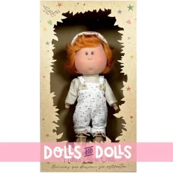 Poupée Nines d'Onil 30 cm - Mio ARTICULÉE - avec cheveux orange avec chasuble et bonnet imprimés
