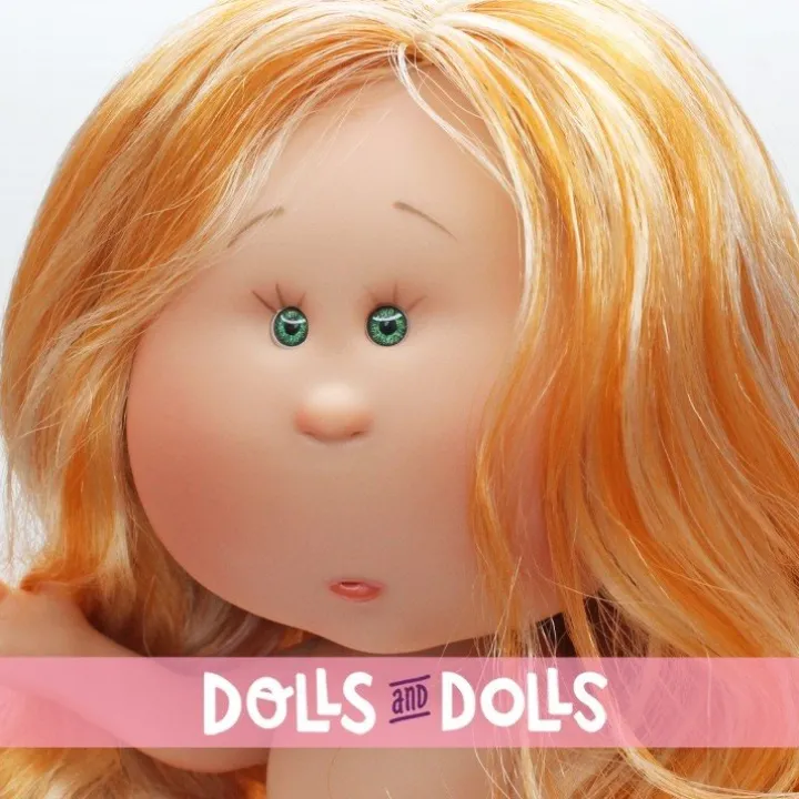 Poupée Nines d'Onil 30 cm - Mia aux cheveux roux ondulés avec mèches - Sans vêtements