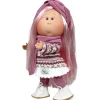 Poupée Nines d'Onil 30 cm - Mia avec fourrure rose et ensemble de cantonnières d'hiver