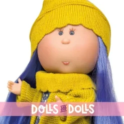 Poupée Nines d'Onil 30 cm - Mia aux cheveux bleus et à la tenue jaune