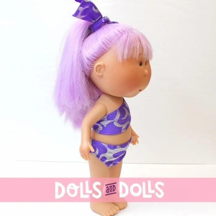 Poupée Nines d'Onil 30 cm - Mia summer avec des cheveux lilas et un maillot de bain