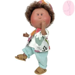 Poupée Nines d'Onil 30 cm - Mio ARTICULÉE - avec cheveux bruns avec des motifs naturels