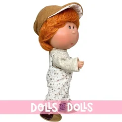 Poupée Nines d'Onil 30 cm - Mio avec cheveux orange avec chasuble et bonnet imprimés