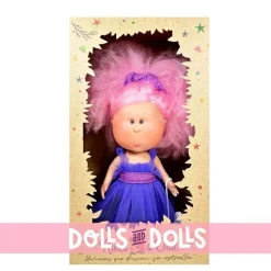 Poupée Nines d'Onil 30 cm - Mia Cotton avec cheveux roses et mascotte