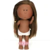 Poupée Nines d'Onil 30 cm - Mia noire aux cheveux raides - Sans vêtements