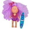 Poupée Nines d'Onil 30 cm - Mia summer avec des cheveux violets et un maillot de bain
