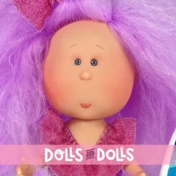 Poupée Nines d'Onil 30 cm - Mia summer avec des cheveux violets et un maillot de bain
