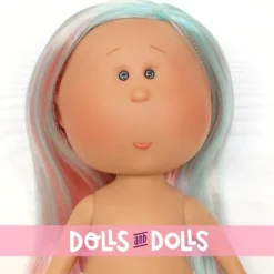 Poupée Nines d'Onil 30 cm - Mia avec des cheveux roses et des mèches bleues - Sans vêtements