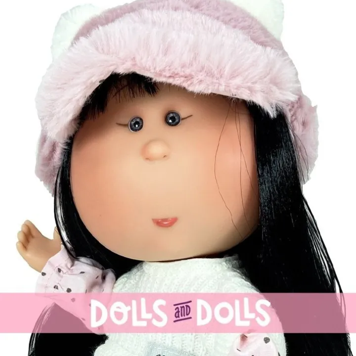 Poupée Nines d'Onil 30 cm - Mia asiatique avec robe et chapeau à pois