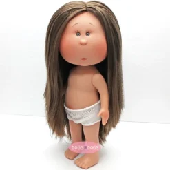 Poupée Nines d'Onil 30 cm - Mia aux cheveux bruns et raides - Sans vêtements