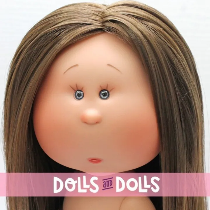 Poupée Nines d'Onil 30 cm - Mia aux cheveux bruns et raides - Sans vêtements