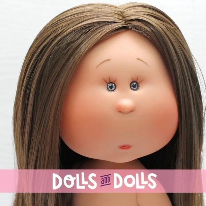 Poupée Nines d'Onil 30 cm - Mia aux cheveux bruns et raides - Sans vêtements