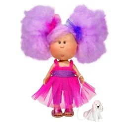 Poupée Nines d'Onil 30 cm - Mia Cotton avec cheveux lilas et mascotte