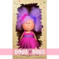 Poupée Nines d'Onil 30 cm - Mia Cotton avec cheveux lilas et mascotte