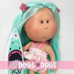 Poupée Nines d'Onil 30 cm - Mia summer avec des cheveux turquoise et un maillot de bain