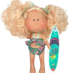 Poupée Nines d'Onil 30 cm - Mia summer aux cheveux bouclés roses et bikini