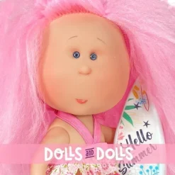 Poupée Nines d'Onil 30 cm - Mia summer avec des cheveux roses et un bikini