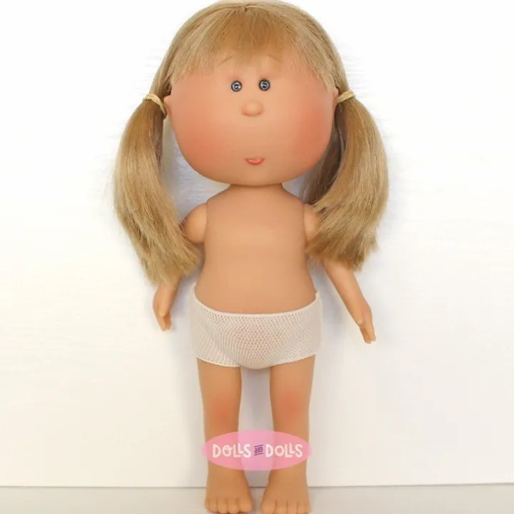Poupée Nines d'Onil 30 cm - Mia blonde aux cheveux raides, franges et nattes - Sans vêtements