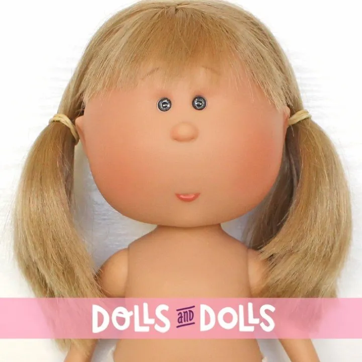 Poupée Nines d'Onil 30 cm - Mia blonde aux cheveux raides, franges et nattes - Sans vêtements