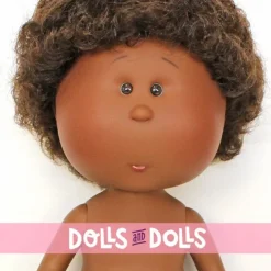 Poupée Nines d'Onil 30 cm - Mio afro-américaine aux cheveux bruns bouclés - Sans vêtements
