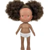 Poupée Nines d'Onil 30 cm - Pippa avec des cheveux bruns afro avec des chignons et des yeux verts - Sans vêtements