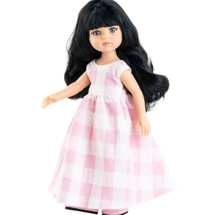 Poupée Paola Reina 32 cm - Las Amigas - Carina en robe à carreaux rose