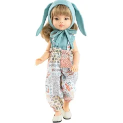 Poupée Paola Reina 32 cm - Las Amigas Articulée - Manica avec combinaison à imprimé naturel et capuche lapin