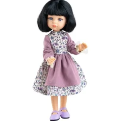 Poupée Paola Reina 32 cm - Las Amigas Articulée - Carina dans une robe violette à fleurs