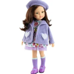 Poupée Paola Reina 32 cm - Las Amigas - Sofia en robe à fleurs, veste violette et béret